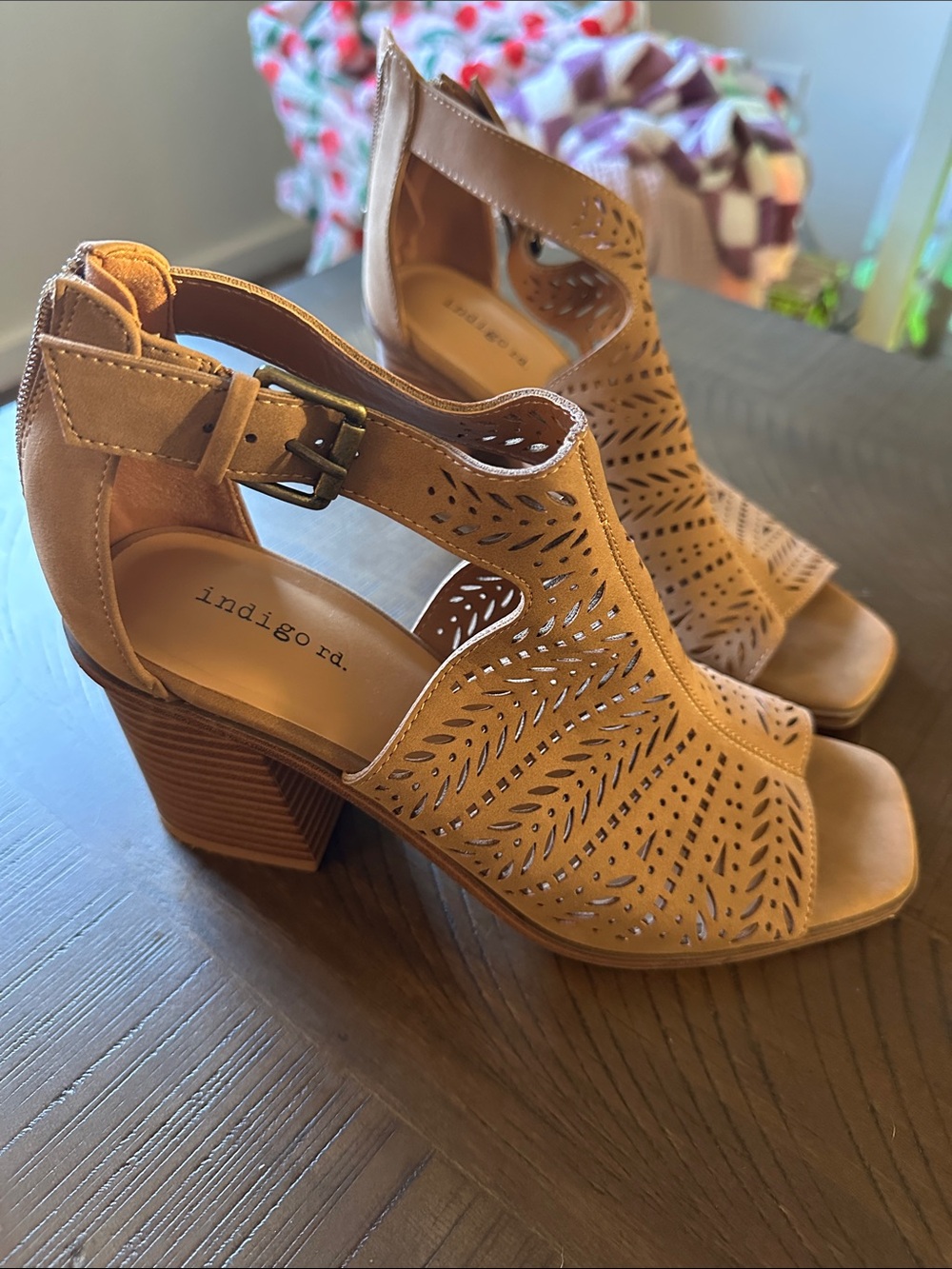 Indigo rd Tan Ankle Strap Heels size 7.5